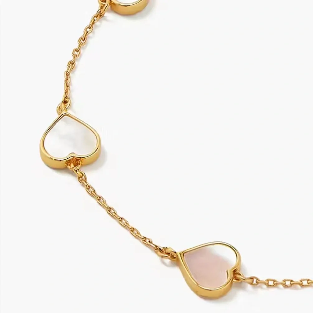 KATE SPADE 🤍 Spade Flower Mother of Pearl Heart Station Bracelet NWT